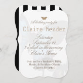 Sweet sixteenと金ゴールド蝶 招待状 (正面/裏面)