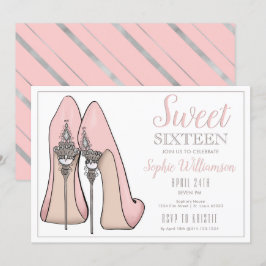 Sweet sixteenのハイヒールの誕生日 招待状