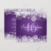 Sweet sixteenのパーティーきらめくな夜紫色 招待状 (正面/裏面)