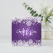 Sweet sixteenのパーティーきらめくな夜紫色 招待状 (スタンド正面)