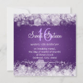 Sweet sixteenのパーティーきらめくな夜紫色 招待状 (裏面)
