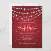 Sweet sixteenのパーティーのきらめくなチェーン赤 招待状 (裏面)