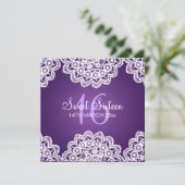 Sweet sixteenのパーティーのヴィンテージのレースの紫色 招待状 (スタンド正面)
