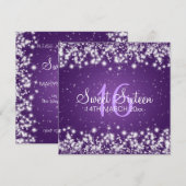 Sweet sixteenのパーティーの冬の輝きの紫色 招待状 (正面/裏面)