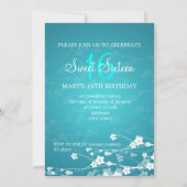 Sweet sixteenのパーティーの桜の青 招待状 (裏面)