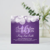Sweet sixteenのパーティーの白熱及び輝きの紫色 招待状 (スタンド正面)