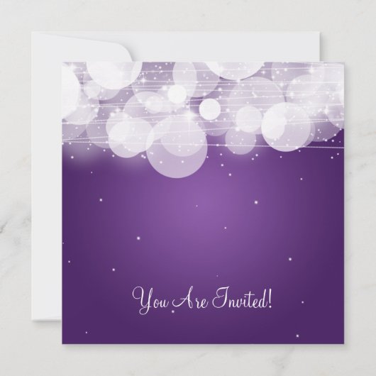 Sweet sixteenのパーティーの白熱及び輝きの紫色 招待状 (裏面)