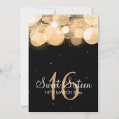 Sweet sixteenのパーティーの白熱及び輝きの金ゴールド 招待状 (裏面)