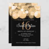 Sweet sixteenのパーティーの白熱及び輝きの金ゴールド 招待状 (正面/裏面)