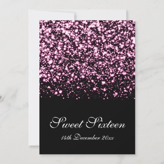 Sweet sixteenのパーティーの真夜中の魅力的なピンク 招待状 (裏面)