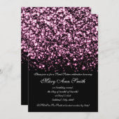 Sweet sixteenのパーティーの真夜中の魅力的なピンク 招待状 (正面/裏面)