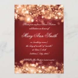 Sweet sixteenのパーティーの金ゴールドの光っているライト 招待状