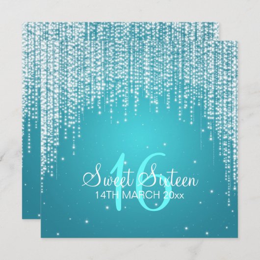 Sweet sixteenのパーティー夜は青を眩まします 招待状 (正面/裏面)