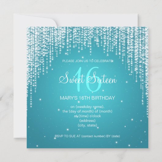 Sweet sixteenのパーティー夜は青を眩まします 招待状 (裏面)