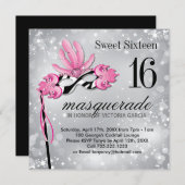 Sweet sixteenの仮面舞踏会のパーティの招待状 招待状 (正面/裏面)