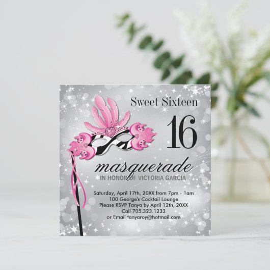 Sweet sixteenの仮面舞踏会のパーティの招待状 招待状 (スタンド正面)