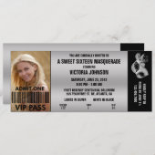 Sweet sixteenの仮面舞踏会VIPの入場のチケット 招待状 (正面/裏面)