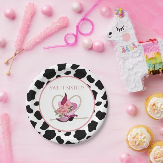 SWEET SIXTEENの女性のカーボーイの誕生日 ペーパープレート (パーティー)