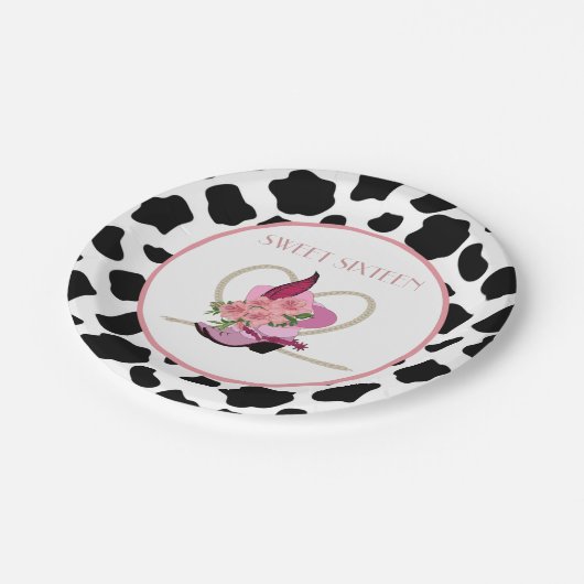 SWEET SIXTEENの女性のカーボーイの誕生日 ペーパープレート (アングル)