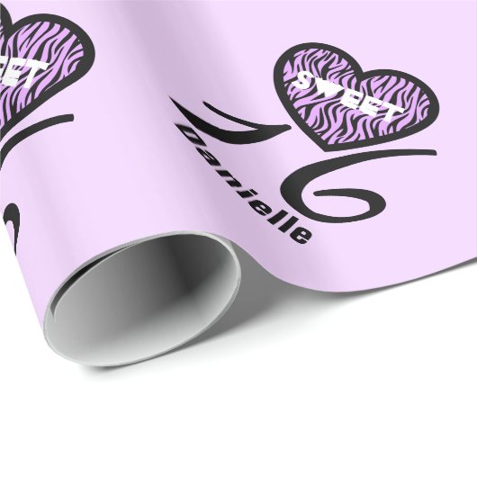 Sweet sixteenの誕生日16のシマウマの名前をカスタムするV04 ラッピングペーパー (ロールコーナー)