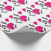 Sweet sixteenの誕生日16のハートの名前をカスタムするV3A ラッピングペーパー (角)