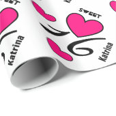 Sweet sixteenの誕生日16のハートの名前をカスタムするV3A ラッピングペーパー (ロールコーナー)