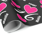 Sweet sixteenの誕生日16のハートの名前をカスタムするV3N1 ラッピングペーパー (ロールコーナー)