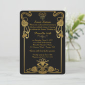 Sweet sixteenの誕生日、Gatsbyのスタイル、黒金ゴールド 招待状 (スタンド正面)