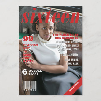 Sweet sixteenの雑誌カバーのテンプレート 招待状