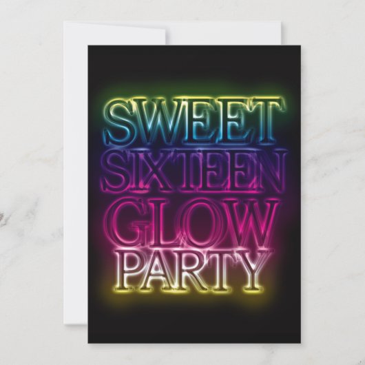 Sweet sixteenのGLOWパーティーの暗い部分 招待状 (正面)