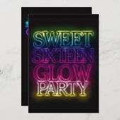 Sweet sixteenのGLOWパーティーの暗い部分 招待状 (正面/裏面)
