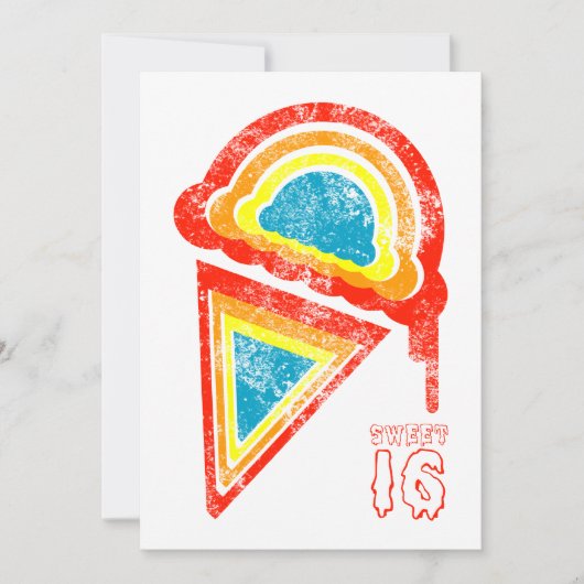 sweet sixteenアイスクリームドリップ 招待状 (正面)