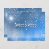Sweet sixteenアイスブルーウィンターワンダーランド招待状 招待状 (正面/裏面)