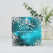 Sweet sixteenウィンターワンダーランドシルバーティール（緑がかった色） 招待状 (スタンド正面)