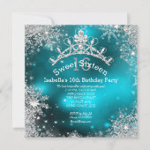 Sweet sixteenウィンターワンダーランドシルバーティール（緑がかった色） 招待状 (正面)