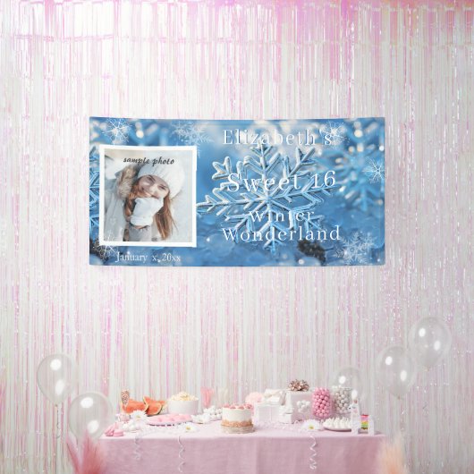 Sweet sixteenウィンターワンダーランドスノーフレーク 横断幕 (パーティー)