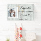 Sweet sixteenウィンターワンダーランド雪片 横断幕 (インサイチュ)