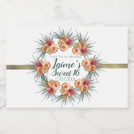 Sweet sixteenウォーターカラーフローラピーチグリーン フードラベル (シングルラベル)