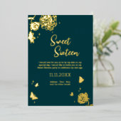 Sweet sixteenエメラルドグリーンフォイルi̇吸い込み 箔招待状 (立ち正面)