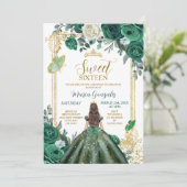Sweet sixteenエメラルドグリーン&ホワイト誕生日 招待状 (スタンド正面)