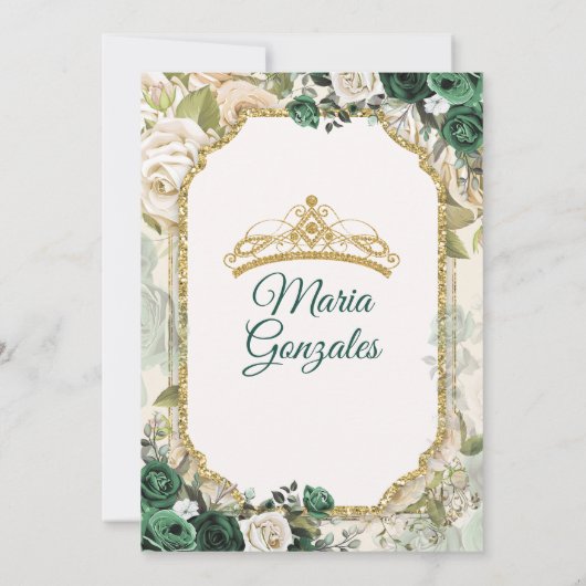 Sweet sixteenエメラルドグリーン&金ゴールドバースデーパーティー 招待状 (裏面)