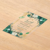 Sweet sixteenエメラルドグリーン&金ゴールド誕生日 アクリル招待状 (レイダウン)