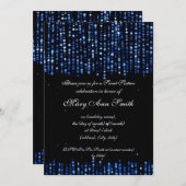 sweet sixteenエレガントパーティーStar紙吹雪Blue 招待状 (正面/裏面)