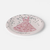Sweet sixteenエレガントピンクスパークルモダンドレス ペーパープレート (アングル)