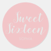 Sweet sixteenエレガントモダンソフトピンク ラウンドシール (正面)