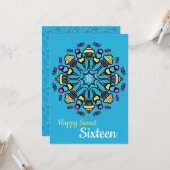 Sweet sixteenカラフルカップケーキ&キャンディ誕生日 カード (正面/裏面インサイチュ)