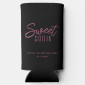 Sweet sixteenガールズピンク16th誕生日パーティー スリム缶クーラー (裏面)