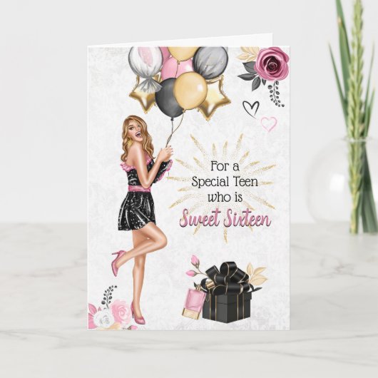 Sweet sixteenガールハッピーバースデーカード シーズンカード (正面)