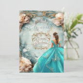 Sweet sixteenクラウンピンクローゼス金ゴールドフィリグリー 招待状 (スタンド正面)