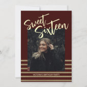 Sweet sixteenグリッターワインバースデーパーティー 招待状 (正面)